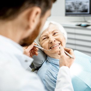 A woman at the dentist