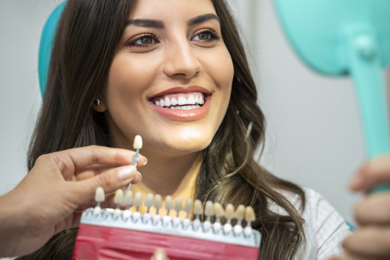 woman smiling at dentist appointment