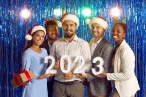 a group of people with healthy smiles welcoming the New Year