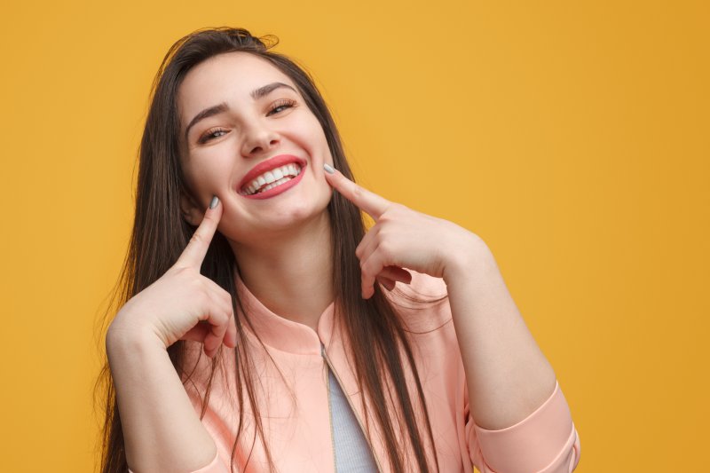 Woman shows off pretty smile