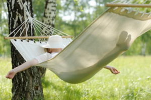 Patient snoozing in a hammock during post-op recovery
